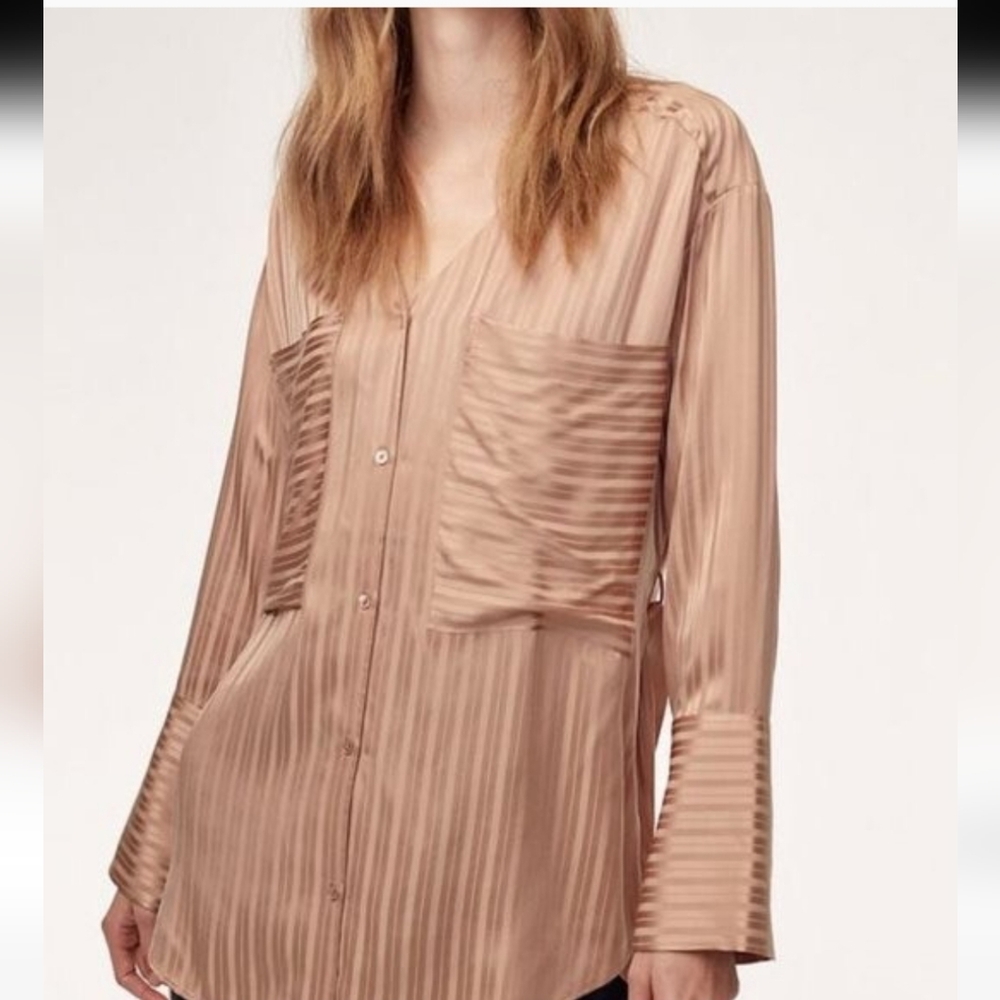 Wilfred Aritzia Zelie Silk Blend Button Down Shirt size xxs